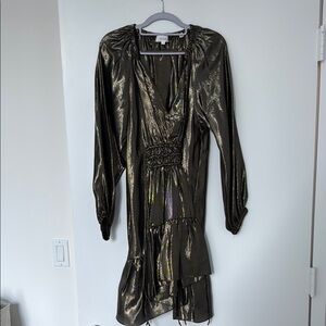 A.L.C. Gold & Black Metallic Mini Dress